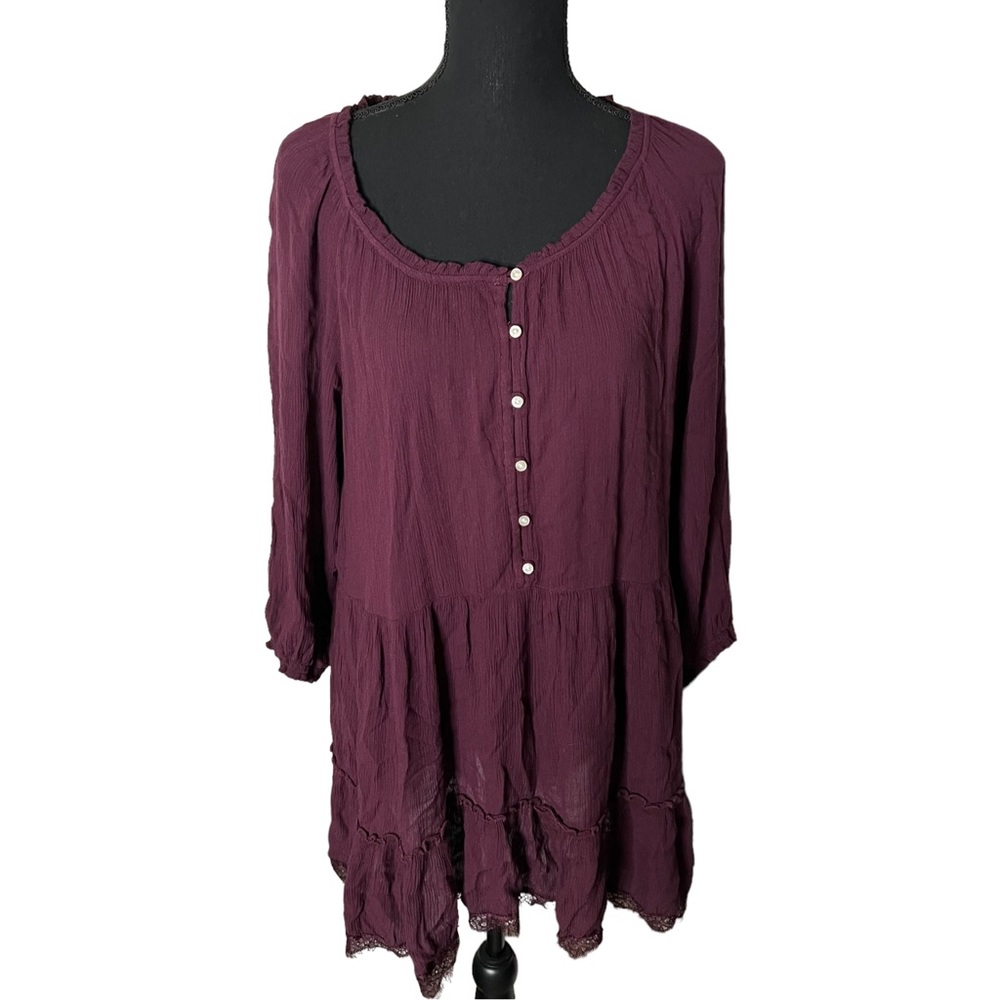 Aerie American Eagle Peasant Babydoll Nightie Small Women’s Purple EUC 9373. - Picture 2 of 6